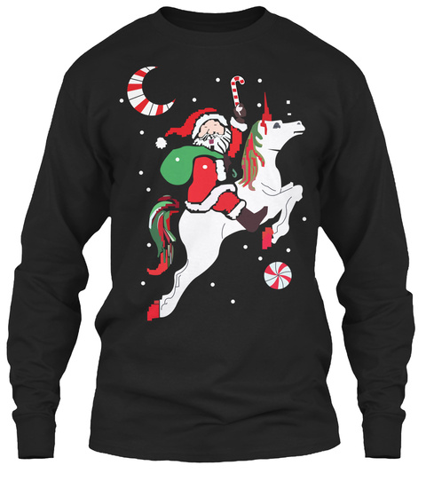 Santa Funny Christmas  Sweater Black Kaos Front