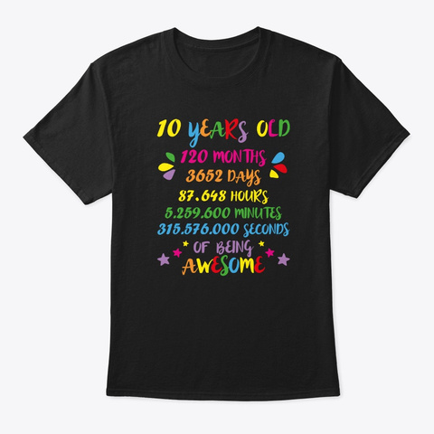 10 Years 120 Months Birthday Math Nerd G Black T-Shirt Front