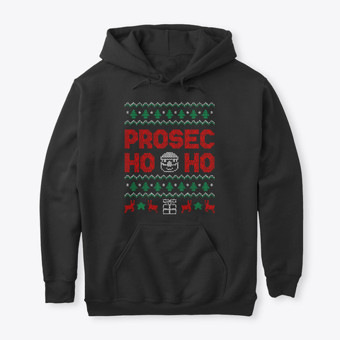 Prosecco Ugly Sweater Christmas Santa  Black T-Shirt Front