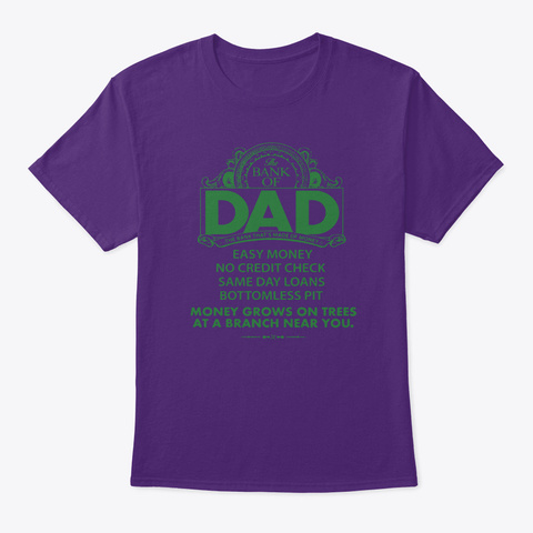 Funny Men S Dad Daddy The Bank Of Dad F Purple T-Shirt Front