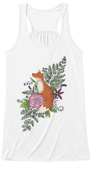 Fox 'n' Flowers White T-Shirt Front