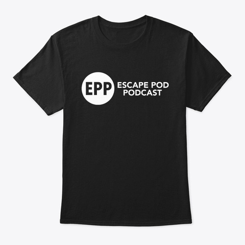 Escape Pod Podcast (White Logo) Black T-Shirt Front