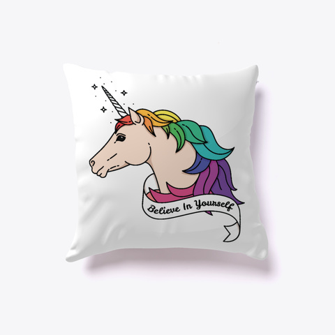 Funny Unicorn Pillow White Kaos Front