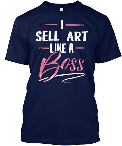 Cute Pink Sell Art Lover Gift Idea Navy T-Shirt Front