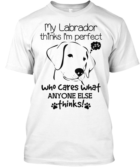 My Labrador Thinks Im Perfect Zzz Who Cares What Anyone Else Thinks White T-Shirt Front