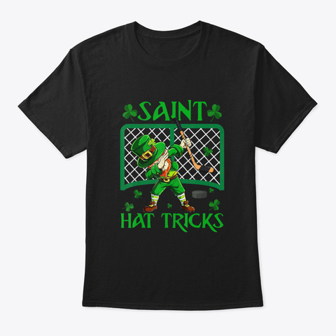 Dabbing Leprechaun Hockey St Patricks Da Black T-Shirt Front