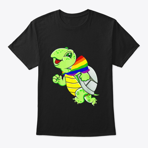 Gay Pride Flag Turtle Tshirt Lgbt Pride Black T-Shirt Front