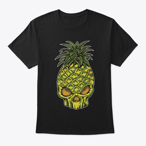 Pineapple Skull | Hot Tropical Fruit Black T-Shirt Front