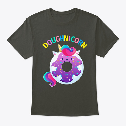 Doughnicorn Donut Unicorn Gifts Rainbow Smoke Gray T-Shirt Front