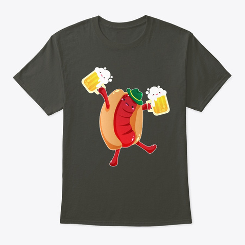 Oktoberfest German Hotdog Beer Mug Prost Smoke Gray T-Shirt Front