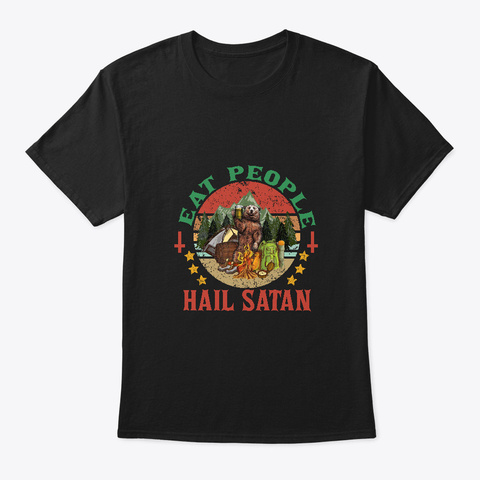 Eat People Hail Satan Bear T Shirt Black T-Shirt Front