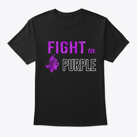 Fight Purple Non Hodgkin's Lymphoma Hope Black T-Shirt Front