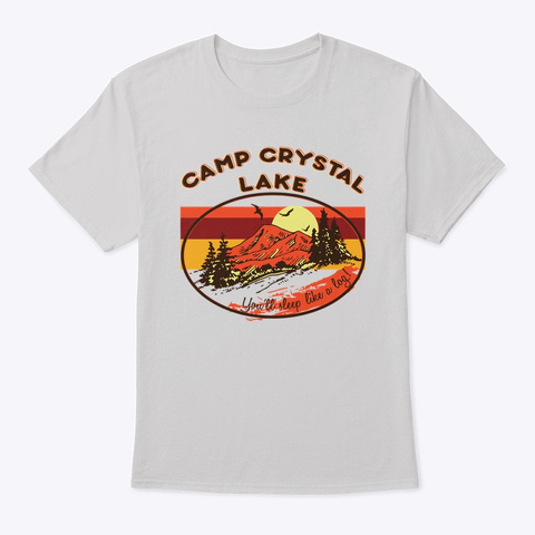 Crystal Lake Camper Camping Camp Retro  Light Steel Kaos Front