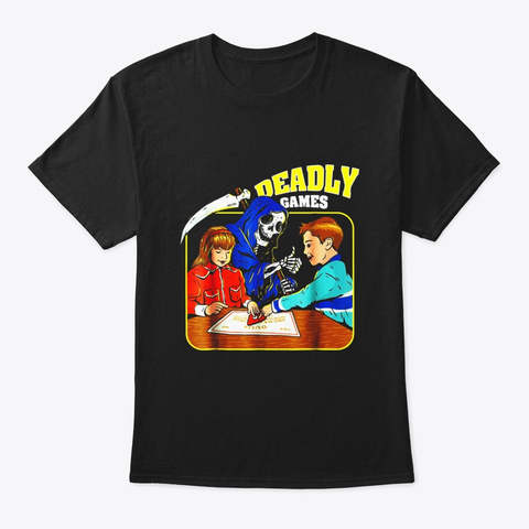 Funny Retro Deadly Spirit Game Board Black T-Shirt Front