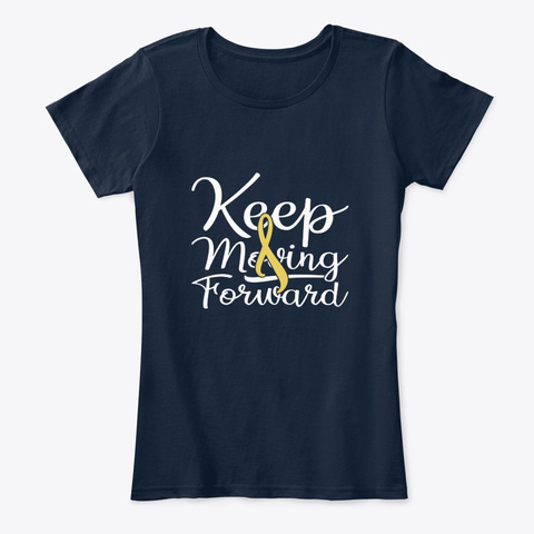 Childhood Cancer Awareness Keep Moving  New Navy T-Shirt Front
