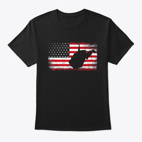 American Flag 4th Of July West Virginia Black Maglietta Front