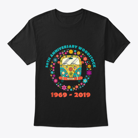 Woodstocks 50 Th Anniversary Peace And Lo Black T-Shirt Front