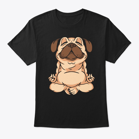 Funny Yoga Pug Black T-Shirt Front