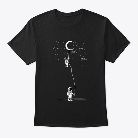 Astronaut Moon Climbing Black T-Shirt Front
