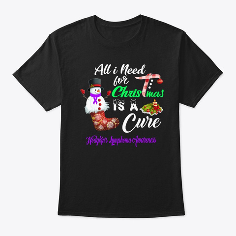 Hodgkin's Lymphoma Awareness Christmas Black T-Shirt Front