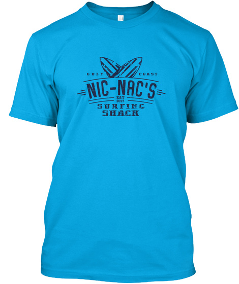 Nic Nac's Golf Coasy Est 2017 Surfinc Shach Turquoise T-Shirt Front