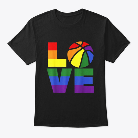 Lgbt Love Funny Rainbow Basketball Gay Black T-Shirt Front