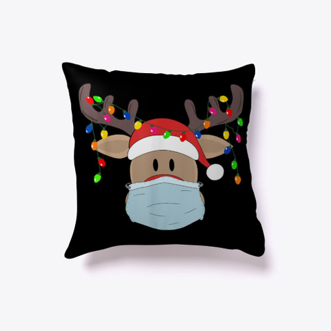 Christmas Mask Cute Rudolph Reindeer Black T-Shirt Front