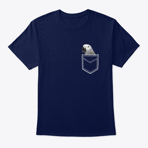 African Grey In Pocket Navy T-Shirt Front