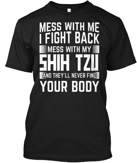Shih Tzu Black T-Shirt Front