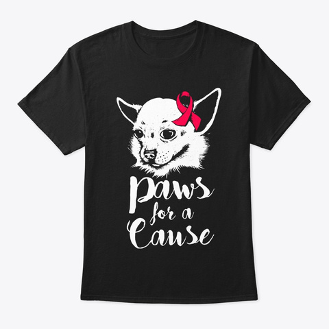 Paws For A Cause Cardiovascular Disease Black T-Shirt Front