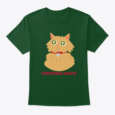 Christmas Magic   Kitty Wowed By Tree Deep Forest T-Shirt Front
