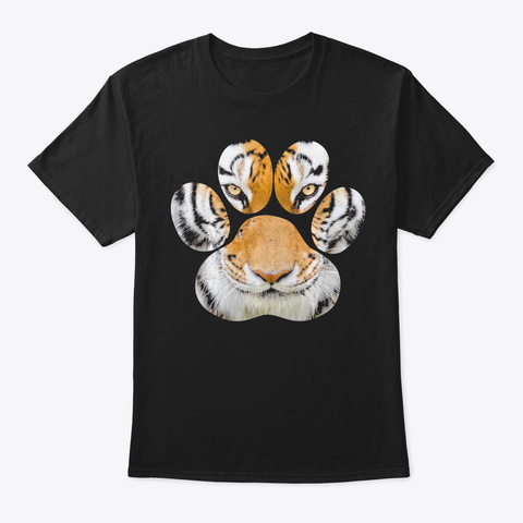 Tiger Eyes Paw Animal Cat Cheetah Leopar Black T-Shirt Front