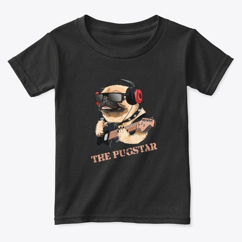 The Pug Star Black T-Shirt Front