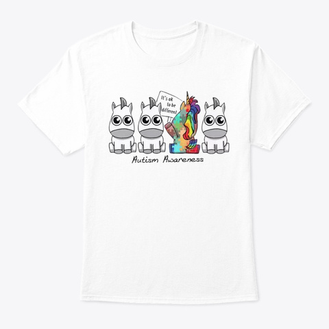 It Ok Different Autism Awareness Unicorn White Camiseta Front