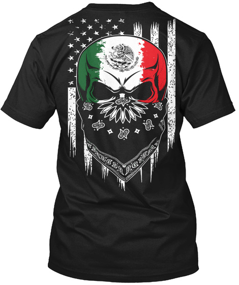 Mexican American Skull Black T-Shirt Back