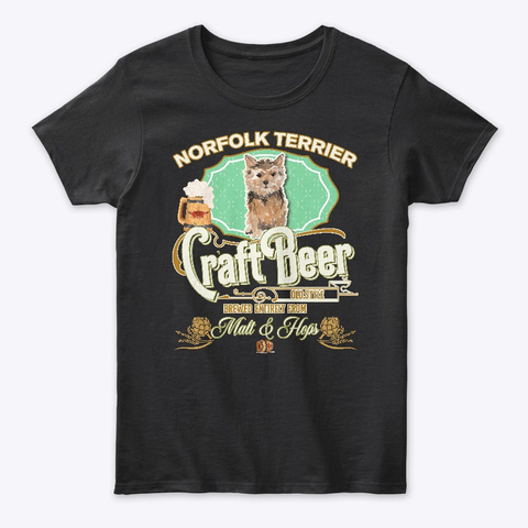 Norfolk Terrier Gifts Dog Beer Lover Black T-Shirt Front