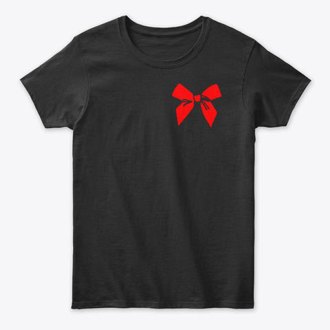 Red Bow  Black T-Shirt Front