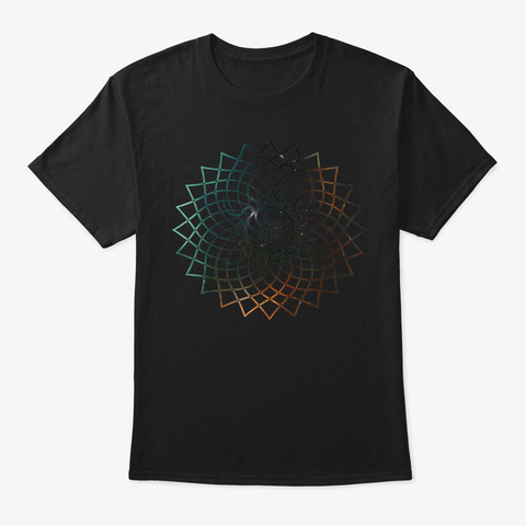 Mandala Geometry Sacred Fractal Art Yoga Black T-Shirt Front