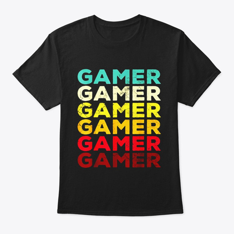Retro Video Game Shirt Gamer Men Kids Black Kaos Front