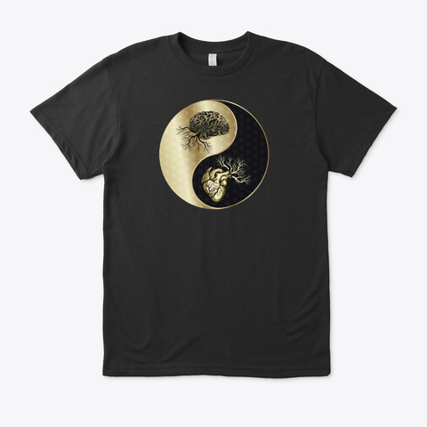 Yin Yang   Harmony Of Heart & Mind  Black T-Shirt Front