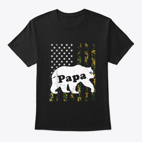 Papa Bear T Shirt Camouflage Usa Black T-Shirt Front