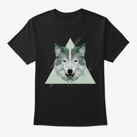 Geometric Wolf Black T-Shirt Front