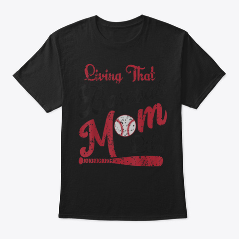 Baseball Shirt For Mom Gifts Baseball T  Black T-Shirt Front
