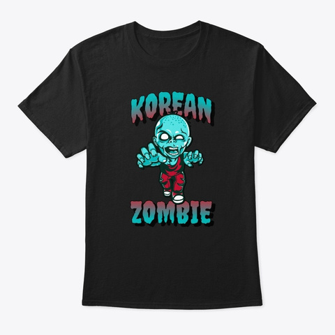 Korean Zombie Reaching Grab Black T-Shirt Front