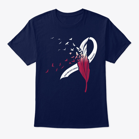 Head And Neck Cancer Awareness Ribbon Navy T-Shirt Front
