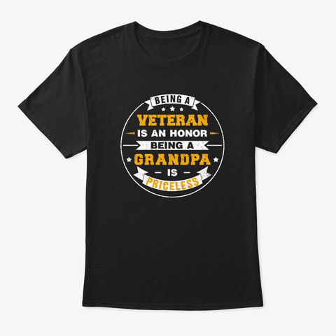 Mens Vet Veteran Grandpa Gift For Grandf Black Kaos Front