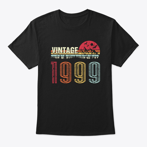 21st Birthday Gift Vintage 1999 Bday 21  Black T-Shirt Front