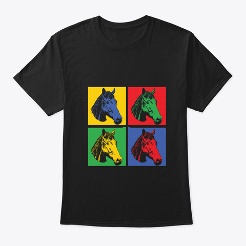 Horse Pop Art Black T-Shirt Front