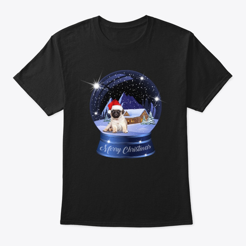 Pugdog Inside Crystal Globe Tshirt Black T-Shirt Front