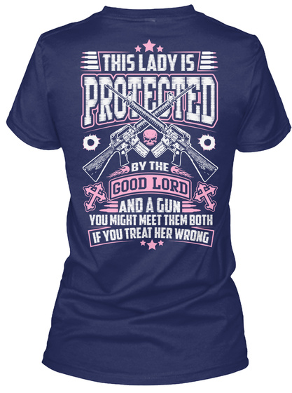 Protected Lady Fun T Shirt Navy T-Shirt Back